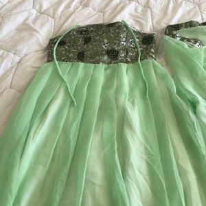 Long flowy green oriental dress